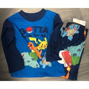 Boys Pokemon Fleece Pj Set Size 4 NWT B4